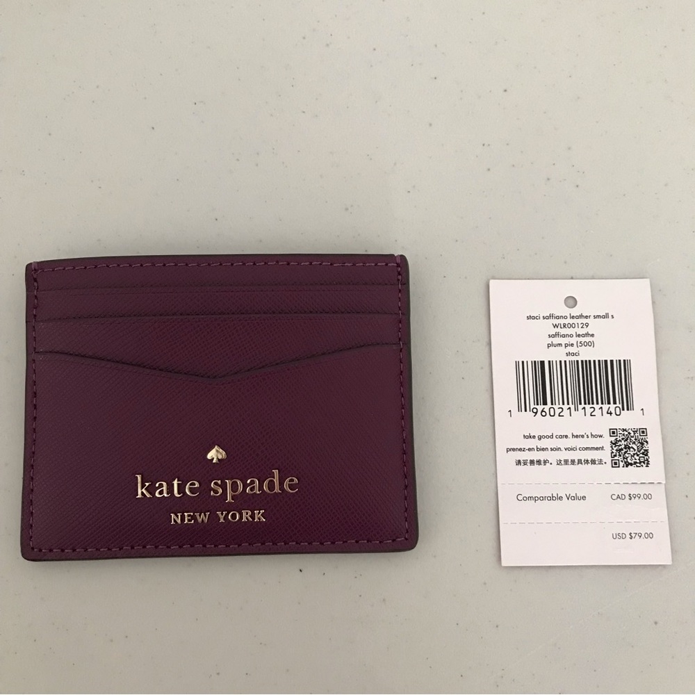 Kate Spade Staci Plum Pie Saffiano Leather Slim Cards Holder Wallet